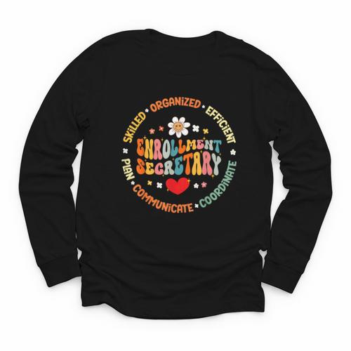 Groovy Enrollment Secretary Back To School Youth Long Sleeve Tee - Savourry