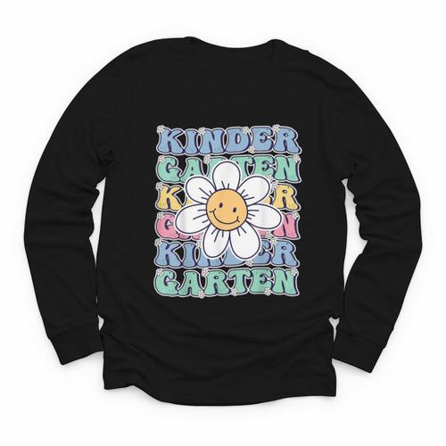 Groovy Kindergarten Back To School First Day Of Kindergarten Youth Long Sleeve Tee - Savourry