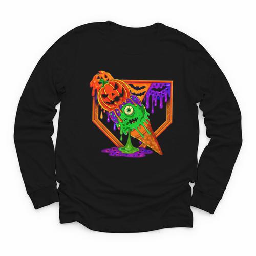 Halloween Baseball Ice Cream Drip Boys Girls Youth Youth Long Sleeve Tee - Sportilla