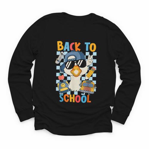 Happy First Day Of School Back To School Goose Boys Kids Youth Long Sleeve Tee - Savourry