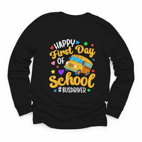 Happy First Day Of School Bus Driver Back To School Youth Long Sleeve Tee - Savourry