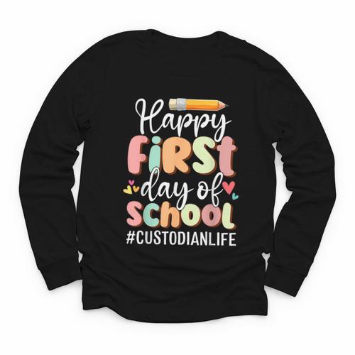 Happy First Day Of School Custodian Life Back To School Youth Long Sleeve Tee - Savourry