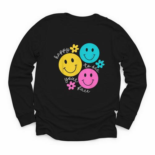 Happy To See Your Face Back To School First Day Of School Youth Long Sleeve Tee - Savourry