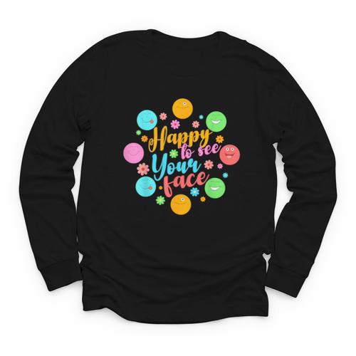 Happy To See Your Face Colorful Ball Back To School Youth Long Sleeve Tee - Savourry