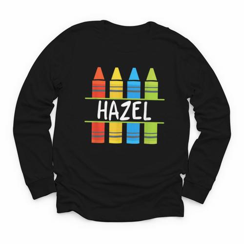 Hazel Crayon Back To School Kids Youth Long Sleeve Tee - Savourry