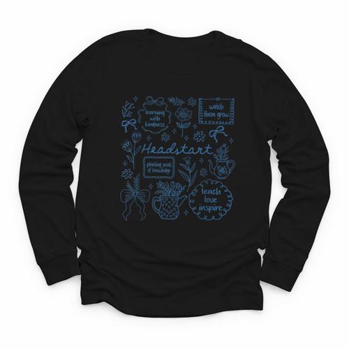 Headstart Love Inspire Teach Blue Bow Back To School Youth Long Sleeve Tee - Savourry