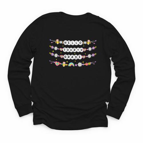 Hello Fourth Grade Friendship Bracelets Back To School Kids Youth Long Sleeve Tee - Savourry