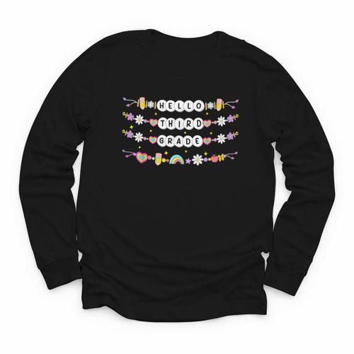 Hello Third Grade Friendship Bracelets Back To School Kids Youth Long Sleeve Tee - Savourry
