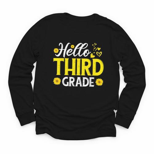 Hello Third Grade Sunflower 3rd Grade Vibes Back To School Youth Long Sleeve Tee - Savourry