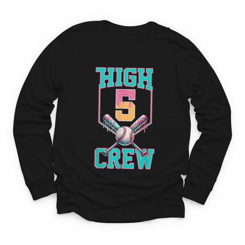 Hi 5 Birthday Party Decorations For Boy Baseball Drip 5th Youth Long Sleeve Tee - Sportilla