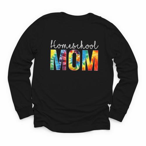 Homeschool Mom Tie Dye Back To School Day For Women For Work Youth Long Sleeve Tee - Savourry
