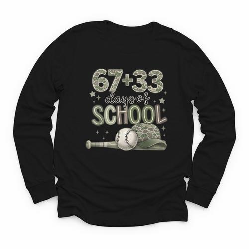 HUGvyn 6733 Days Of School Baseball 100 Days Camo Cap Boys Youth Long Sleeve Tee - Sportilla