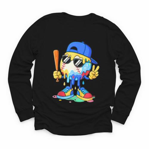 Ice Cream Baseball Drip Spots Sprinkle For Boys Youth Kids Youth Long Sleeve Tee - Sportilla