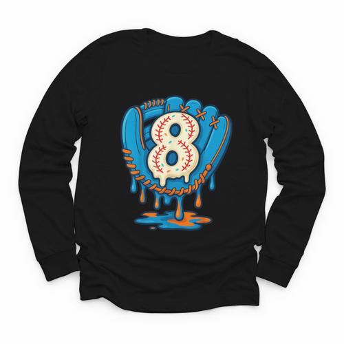 Ice Cream Baseball Glove 8th Birthday Edition Youth Long Sleeve Tee - Sportilla