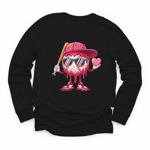 Ice Cream Drip Baseball Valentine's Day Spots Baseball Drip Youth Long Sleeve Tee - Sportilla