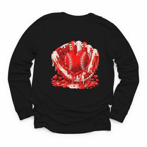 Ice Cream Drip Heart Valentines Day Baseball Boys Youth Kids Youth Long Sleeve Tee - Sportilla