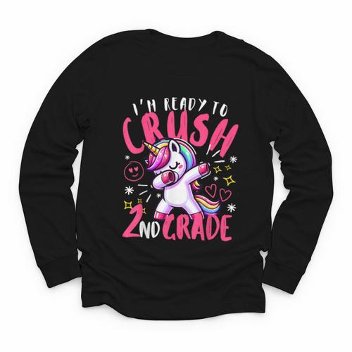 I'm Ready To Crush 2nd Grade Dabbing Unicorn Back To School Youth Long Sleeve Tee - Savourry