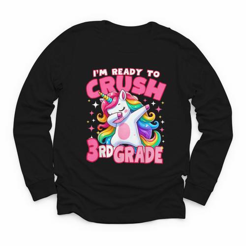 I'm Ready To Crush 3rd Grade Dabbing Unicorn Back To School Youth Long Sleeve Tee - Savourry