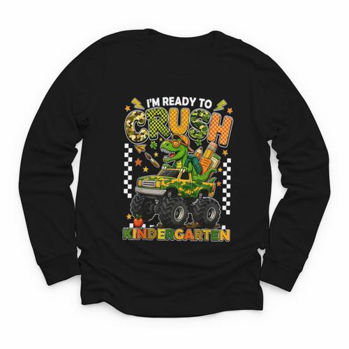 I'm Ready To Crush Kindergarten Back To School Monster Truck Youth Long Sleeve Tee - Savourry