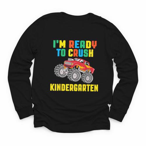 I'm Ready To Crush Kindergarten Dinosaur Back To School Boys Youth Long Sleeve Tee - Savourry
