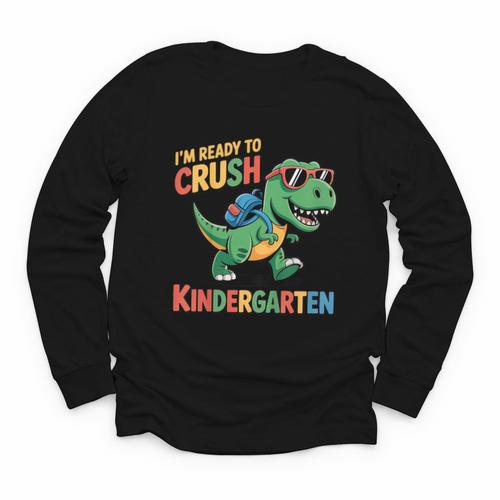 I'm Ready To Crush Kindergarten T-Rex Back To School Dino Youth Long Sleeve Tee - Savourry