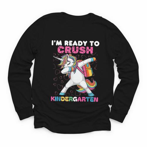 I'm Ready To Crush Kindergarten Unicorn Back To School Youth Long Sleeve Tee - Savourry