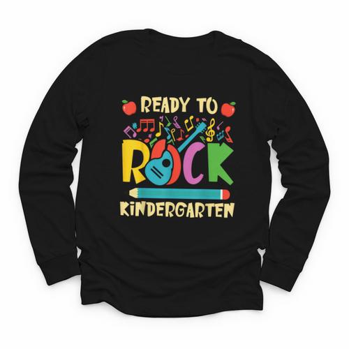 I'm Ready To Rock Kindergarten Guitar Back To School Boys Youth Long Sleeve Tee - Savourry
