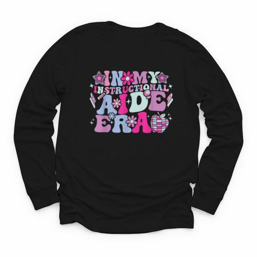 In My Instructional Aide Era Groovy Back To School Youth Long Sleeve Tee - Savourry