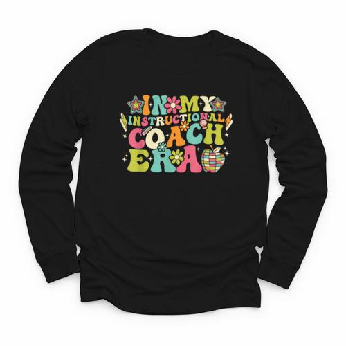 In My Instructional Coach Era Groovy Back To School Youth Long Sleeve Tee - Savourry