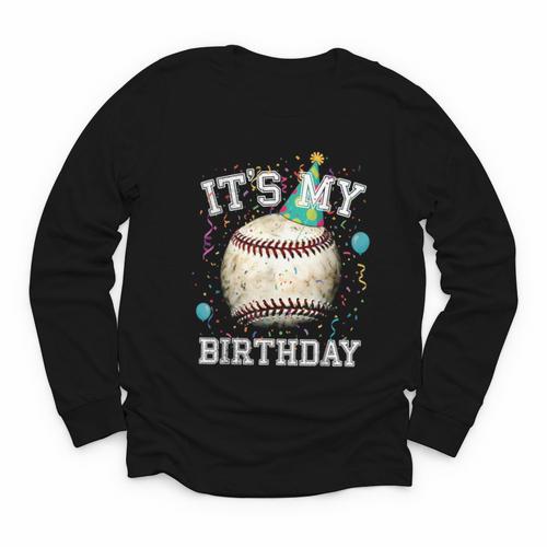 Its My Birthday Vintage Baseball Celebration For Men Kids Youth Long Sleeve Tee - Sportilla
