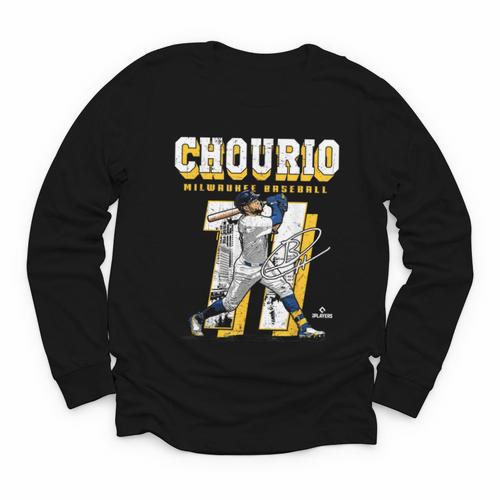 Jackson Chourio Milwaukee MLB Baseball Player MLBJCH201M Youth Long Sleeve Tee - Sportilla