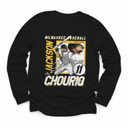 Jackson Chourio Milwaukee MLB Baseball Player MLBJCH203M Youth Long Sleeve Tee - Sportilla