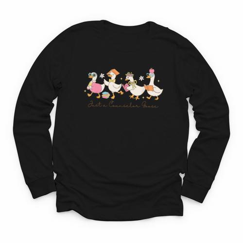 Just a Counselor Goose Back To School Silly Goose Counselor Youth Long Sleeve Tee - Savourry