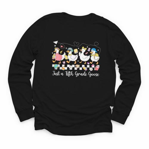 Just A Fifth Grade Goose Back To School Cute Goose 5th Grade Youth Long Sleeve Tee - Savourry