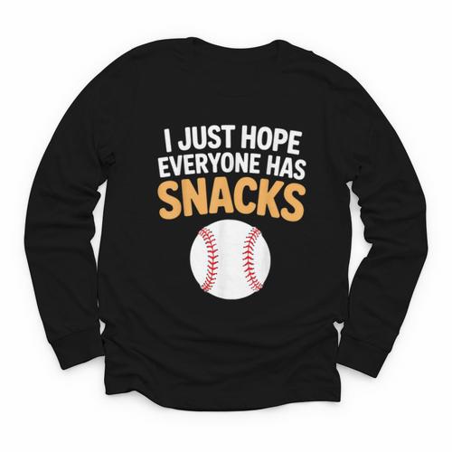 I Just Hope Everyone Has Snacks Baseball Game Day Fan Youth Long Sleeve Tee - Sportilla