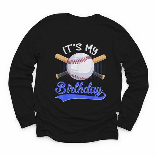 Kids 8th Baseball Birthday Party Boys Sport Fan 8 Years Old Youth Long Sleeve Tee - Sportilla