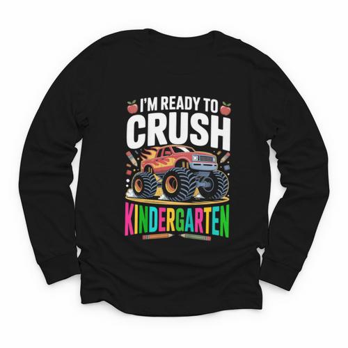 Kids Back To School I'm Ready To Crush Kindergarten For Boys Youth Long Sleeve Tee - Savourry