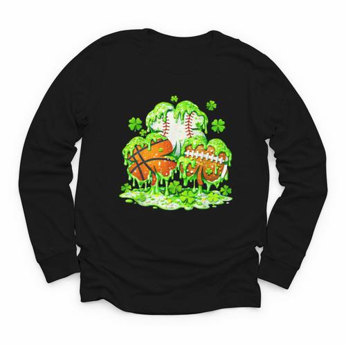 Kids St Patricks Day Shamrock Basketball Baseball Football Youth Long Sleeve Tee - Sportilla