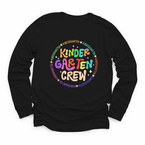 Kindergarten Crew Team Back To School 1st Day Of School Youth Long Sleeve Tee - Savourry
