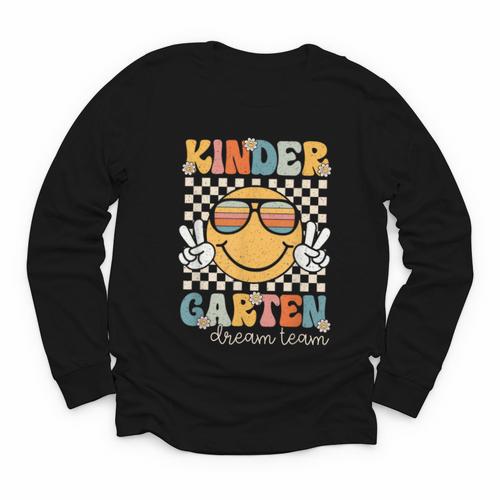 KinderGarten Dream Team Smile Retro Back To School Kinder Youth Long Sleeve Tee - Savourry