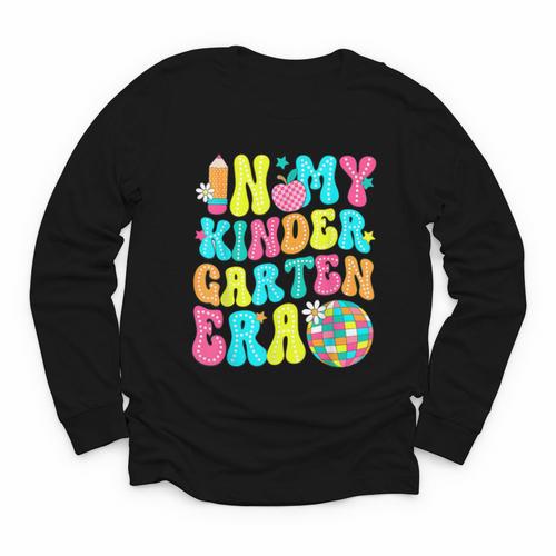 In My Kindergarten Era Groovy Back To School Youth Long Sleeve Tee - Savourry