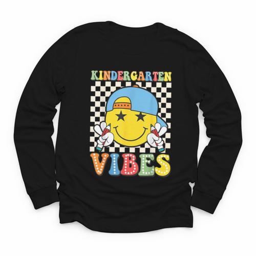 Kindergarten Vibes Kid Back To School Class Kindergarten Boy Youth Long Sleeve Tee - Savourry