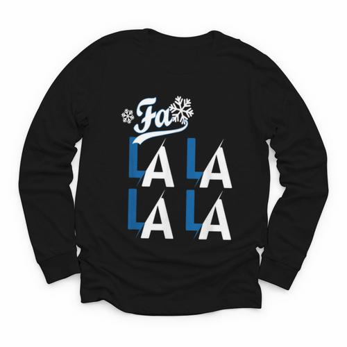 LA Baseball Fan Christmas FA La La Holiday Blue Theme Youth Long Sleeve Tee - Sportilla