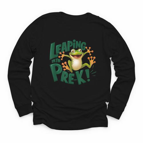 Leaping Into Pre-K Jumping Tree Frog Back To School Fun Youth Long Sleeve Tee - Savourry