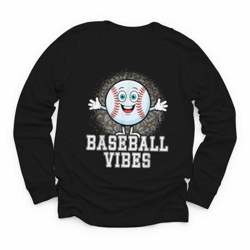 Leopard Baseball Vibes Game Day Softball Life Mom Youth Long Sleeve Tee - Sportilla