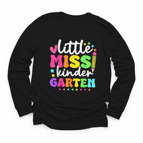 Little Miss Kindergarten Kids Girls Pencil Back To School Youth Long Sleeve Tee - Savourry