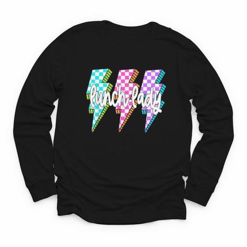 Lunch Lady Back To School Checkered First Day Of School Youth Long Sleeve Tee - Savourry