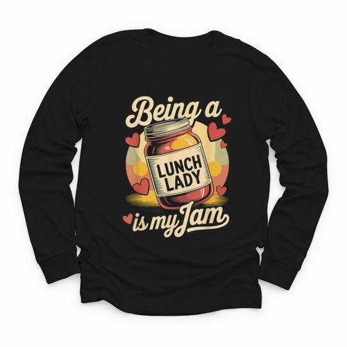 Being a Lunch Lady Is My Jam Retro Jam Jar Back To School Youth Long Sleeve Tee - Savourry