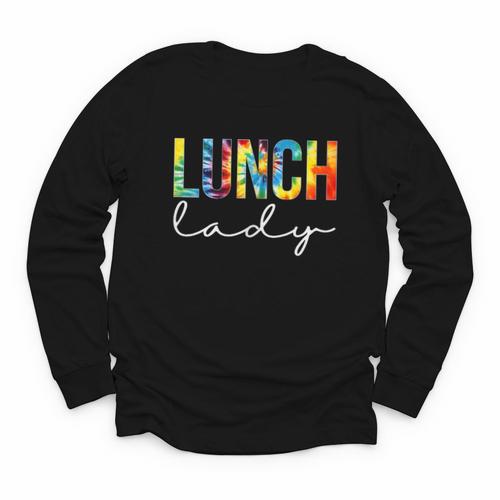 Lunch Lady For Work Tie Dye Back To School Appreciation Day Youth Long Sleeve Tee - Savourry