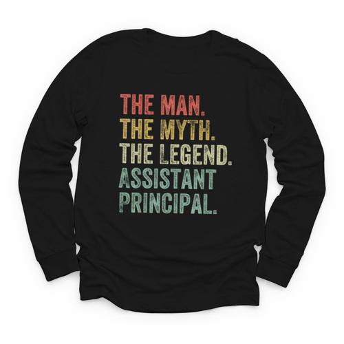 Man Myth The Legend Assistant Principal Dad Back To School Youth Long Sleeve Tee - Savourry